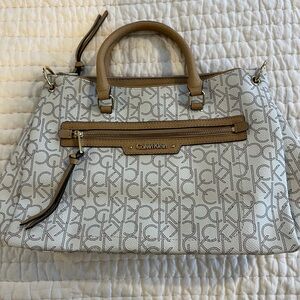 Calvin Klein Tan and White Satchel
